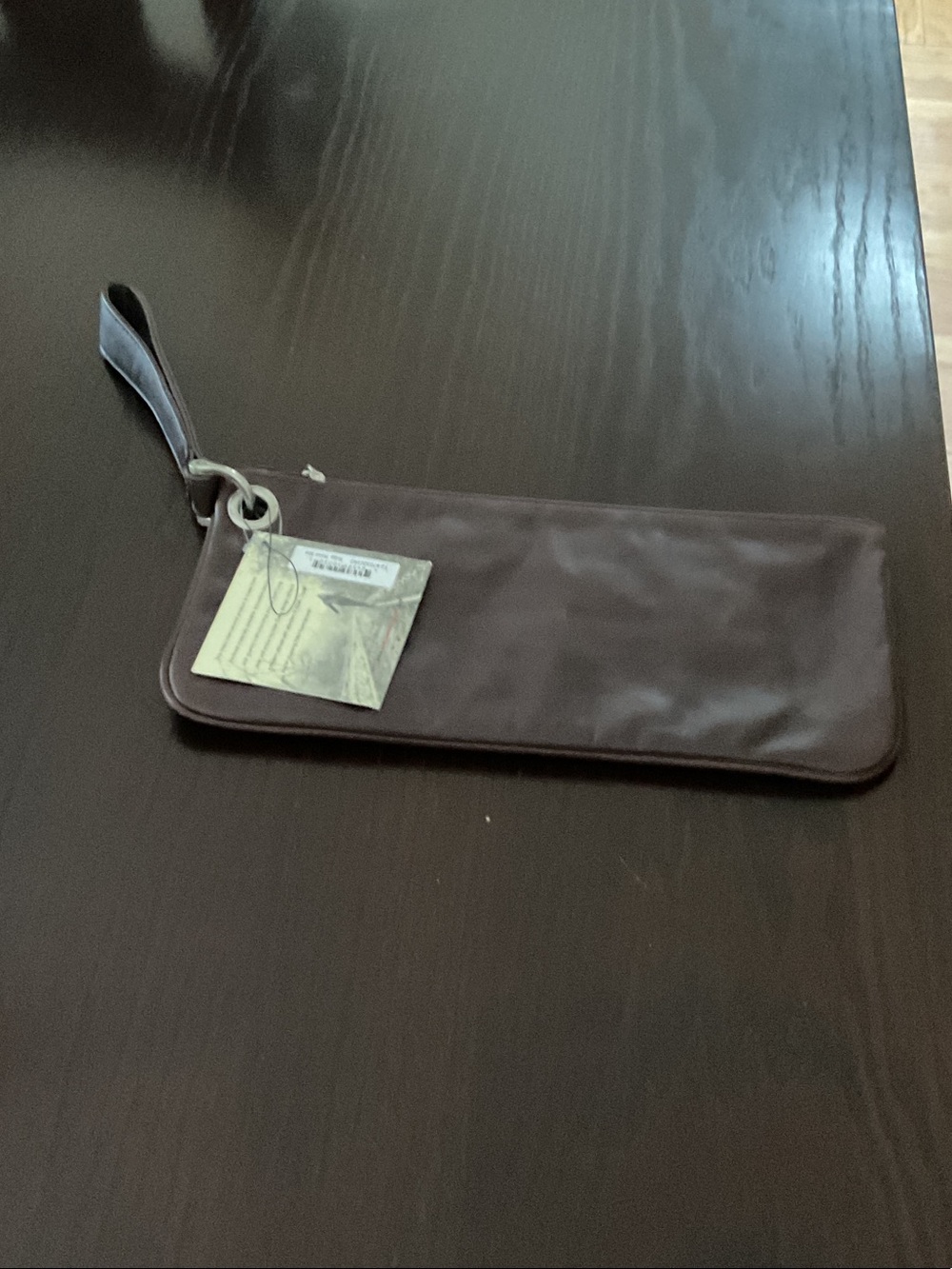 HOBO Dark Brown Leather Wristlet Clutch with Strap